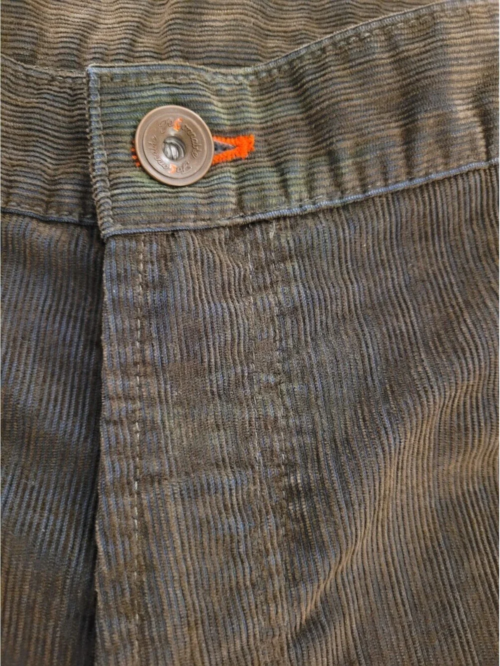 Faconnable Men's Garment Washed Finish Brown Corduroy Pants Sz 40 Tunisia Y2K